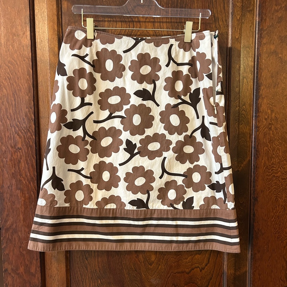 Boden Brown Floral A-Line Skirt